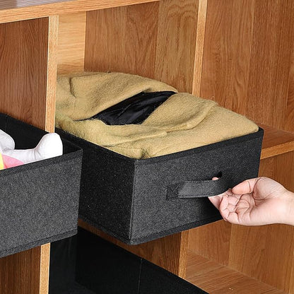 Clothings Collapsible Storage Bins, Foldable Organizers and Storage Baskets Cube Storage Bin for Bedroom Living Room (4 Pack, Black, 15.4x11.4x5.5inch)