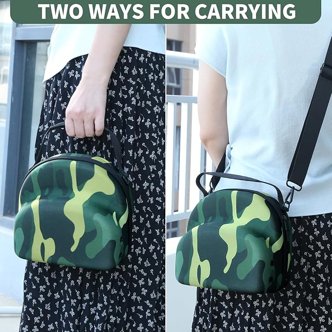 GERMUN Hard baseball hat case, Hat Carrier Travel Case with Adjustable Shoulder Strap, Hat cap case for 3 Baseball Caps - Perfect for Traveling & At-Home Storage (Camo Green)