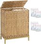 SETVSON Laundry Hamper with Lid, 112 L Handwoven Rattan Wicker Laundry Basket, 2 Removable Liner Bags Metal Heightened Feet, 6 Mesh Bags, 2 Section Large Clothes Hamper for Bathroom Bedroom, Natural
