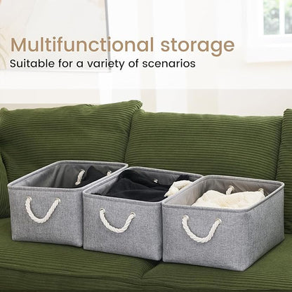 Large Storage Baskets- 15.7x11.8x8.26 inch Storage Bins for Shelves and Closet Organizing, Foldable Fabric Bin for Home Organization Clothes and Laundry (6-Pack, Gray)