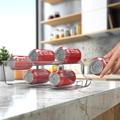 Simple Houseware 4-Pack Auto-Rolling Beverage Can Organizer for Fridge, Clear Front-Loading Soda Dispenser with Smooth Glide Design, Space-Saving Refrigerator Storage Bins
