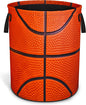 Basketball Texture Laundry Basket Ball Foldable Waterproof Oxford Cloth Funny Tote Bag Laundry Hamper Clothes Storage Bucket Toy Organizer For Bathroom/Laundry Storage/Bedroom 17.7x13.7 Inch