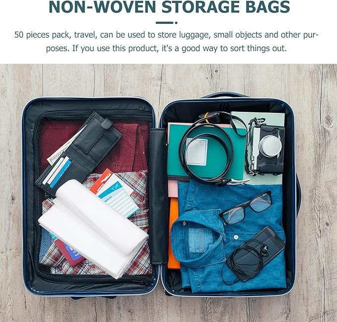 Cabilock 50Pcs Non- Woven Fabric Storage Bags Space Saver Bags Travel Shoe Bags Fabric Clothing Storage Bags Dust Cover Pouch Packing Bags