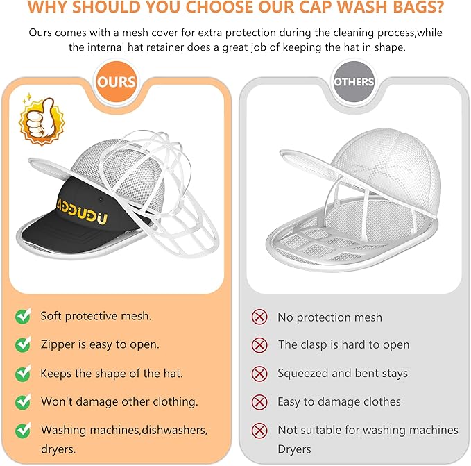Hat Washer Cage, Snap-Lock Design, Foldable & Portable for Washing Machine Dryer Dishwasher