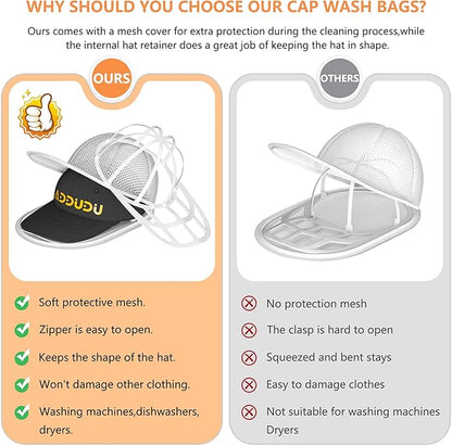 Hat Washer Cage, Snap-Lock Design, Foldable & Portable for Washing Machine Dryer Dishwasher