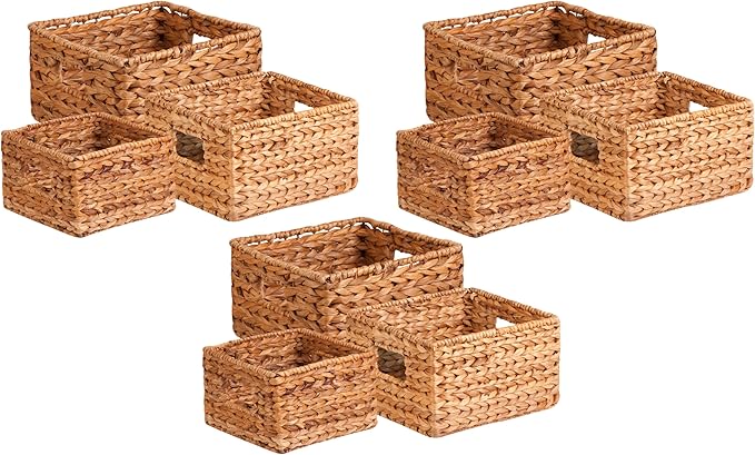 Honey-Can-Do Banana Leaf Storage Baskets –Water Hyacinth Woven Basket,Decorative Baskets for Shelves,Basket for Gifts,Closet,Pantry,and Home Organization,Set of 3,Multi-Size,(Pack of 3)