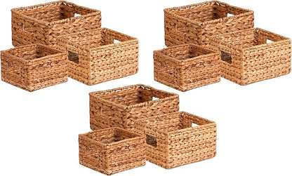 Honey-Can-Do Banana Leaf Storage Baskets –Water Hyacinth Woven Basket,Decorative Baskets for Shelves,Basket for Gifts,Closet,Pantry,and Home Organization,Set of 3,Multi-Size,(Pack of 3)