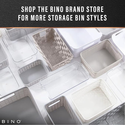 BINO l Plastic Storage Baskets, Medium - White | THE BLOSSOM COLLECTION l Multi-Use Organizer Bin l Built-in Handles l Plastic Woven Basket for Organizing l Pantry & Home Organizing Basket
