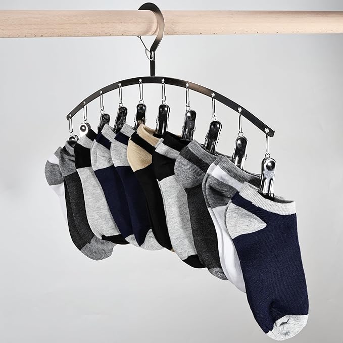 Legging Organizer for Closet,2 Pack Drying Rack with 20 Clips,Metal Yoga Pants Hangers,Windproof Clothes Hangers for Socks,Bras,Baby Clothes,Underwear-Space Saving,Indoor Outdoor Use (Blue)