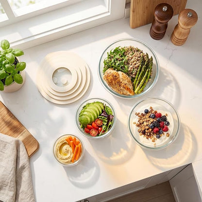 Urban Green Glass Food Container Set with Glass Lid, 4 Pack, Meal Prep Containers with Silicone Framed Airtight Lid, Leakproof, 100% Plastic Free,