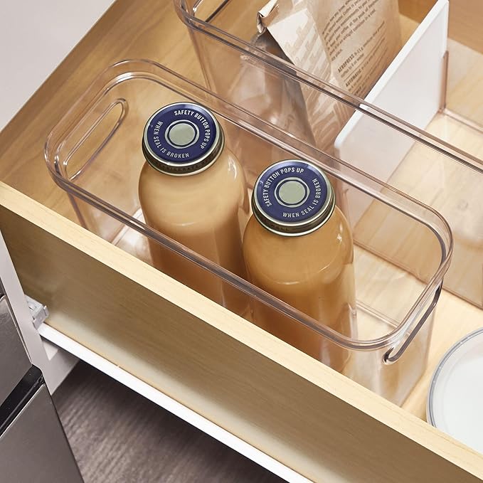 iDesign Plastic Pantry Bin for Kitchen Organizing - Storage Bin with Handles - Set of 4 - Clear