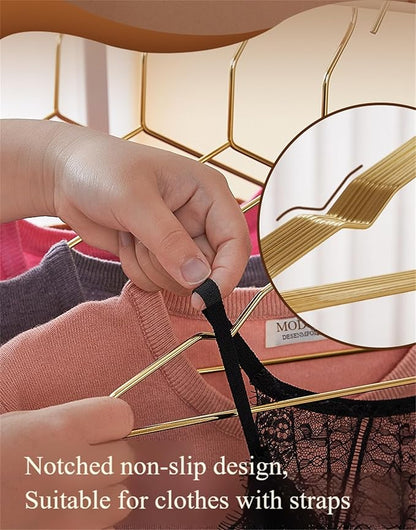 17 Inch Metal Clothes Hanger, 4.0mm Heavy Duty Shirt Blouse Hanger for Coat Suit Bridal Boutique, Space Saving Slim Wire Hanger for Camisole Trousers Wedding Dress（Gold 36pack）