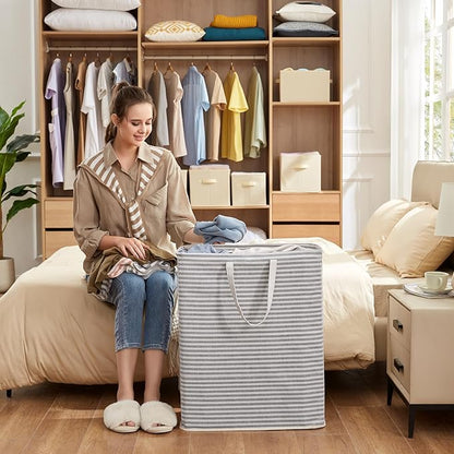 Lifewit 1 Pack Laundry Basket 125L Each, Collapsible Clothes Hamper with Reinforced Handles, Freestanding Waterproof Design for Bedroom and Laundry Room, Grey 125L Total