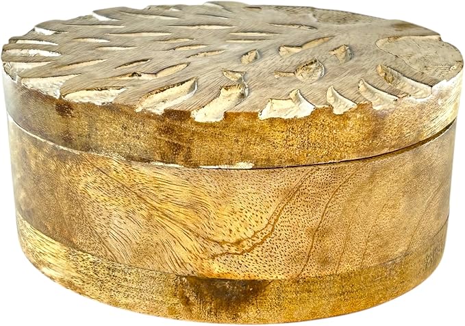 Salt and Pepper Wooden Seasoning Box With Four Compartments, Salt Cellar and Spices Storage Box With Rotating Cover - Spice Container & Organizer for Kitchen Countertop (6x6 x2.75)