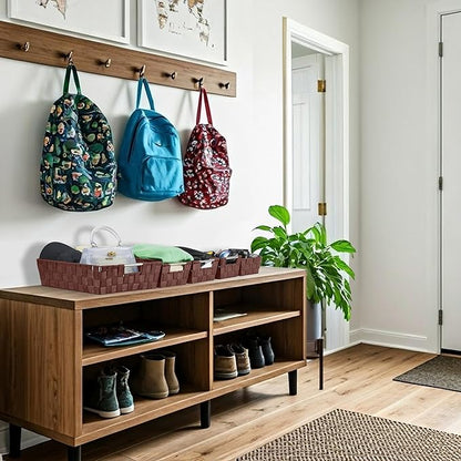Sorbus Set of 9 Woven Storage Baskets – Mesh Hand-Woven Baskets for Organizing, Fabric Storage Bins for Linen Closet Organizer, Storage Baskets for Shelves, Home Organization and Decor (Chocolate)