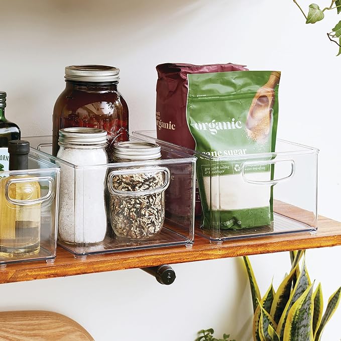 iDesign Stackable Storage Bin - Organize Pantry, Fridge, or Freezer, Set of 4, Clear, Made in USA