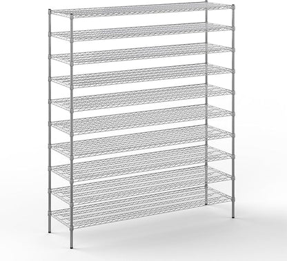 21" Deep x 72" Wide x 86" Height Wire Shelving Kit | 10-Tier | NSF Commercial Storage Rack Unit