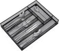 Neudeco Silverware Drawer Organizer - 5 Compartment Cutlery Tray with Non-Slip Feet, Mesh Wire Flatware Storage Divider for Kitchen, Bedroom, Living Room (Black)