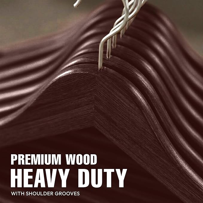 Utopia Home Premium Wooden Hangers 30 Pack - Durable & Slim Coat Hanger - Suit Hangers with 360-Degree Rotatable Hook - Wood Hangers with Shoulder Grooves (Vintage)