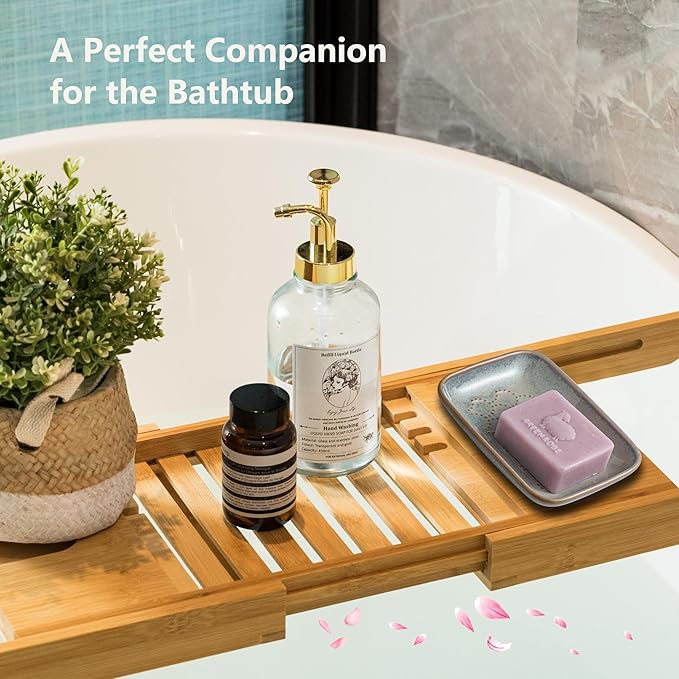 Gomakren Ceramic Soap Dish with Raised Scalloped Design, Versatile Soap Holder & Tray for Bathroom and Kitchen Sink, Prevents Soggy Soap, Rustic Modern Decor, Easy to Clean, Gray (5.59" x 4.02")