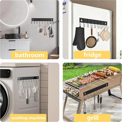 SMRCAD Magnetic Spice Rack for Refrigerator Seasoning Organizer for Spice Fridge Shelf storage Magnetic Shelf with Hook for Oven (BLACK, 5pack)