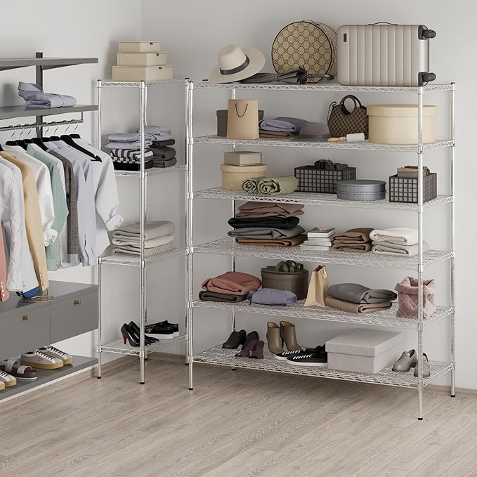 24" Deep x 60" Wide x 74" Height Wire Shelving Kit | 6-Tier | NSF Commercial Storage Rack Unit