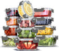 EATEX 24pc Glass Storage Containers with Lids, 12 Glass Food Storage Containers with 12 Airtight Lids for Pantry & Kitchen, Meal Prep Containers for Lunch, Oven Freezer Microwave & Dishwasher Safe
