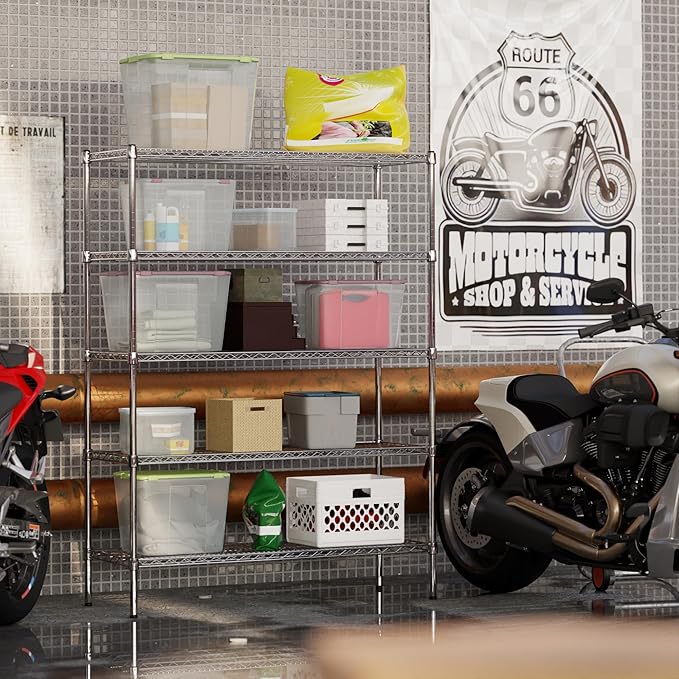 18" Deep x 48" Wide x 64" Height Wire Shelving Kit | 5-Tier | NSF Commercial Storage Rack Unit