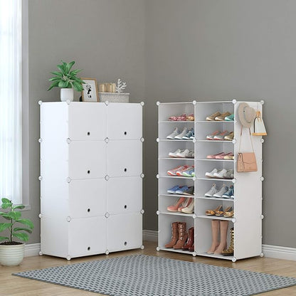 HOMIDEC Shoe Rack, 8 Tier Shoe Storage Cabinet 32 Pair Plastic Shoe Shelves Organizer for Closet Hallway Bedroom Entryway | 32 Pair