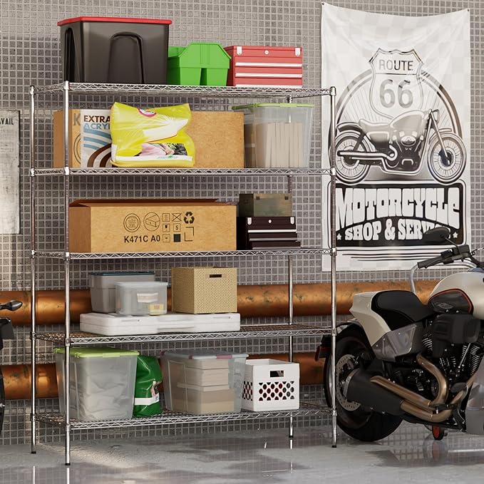21" Deep x 60" Wide x 74" Height Wire Shelving Kit | 5-Tier | NSF Commercial Storage Rack Unit