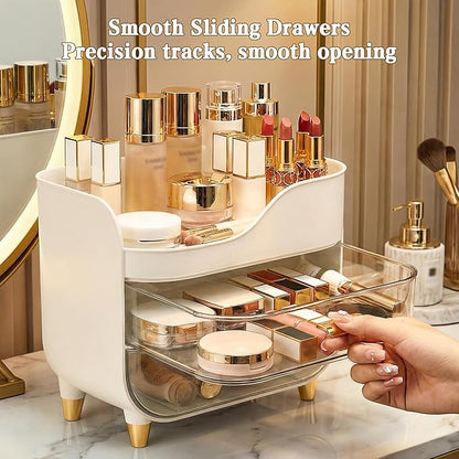 Makeup Organizer for Vanity with Large Smooth Drawers Extra Large Skincare Organizer for Bathroom Countertop and Dresser, Crystal Clear Cosmetic Storage Display Case for Beauty Products