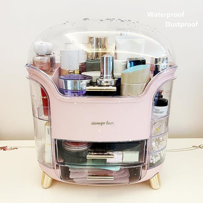 Omeily Upgrade Large Makeup Organizer Countertop Vanity Organizer Cosmetic Organizer Makeup Storage Box Bathroom Counter Organizer Perfume Skincare Organizers Gift Women Clear Design Easy Visibility