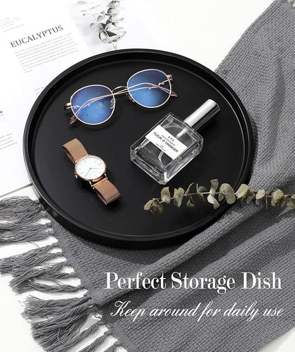 Shinowa Vanity Tray, Resin Bathroom Decorative Tray Catchall Organizer Jewelry Dish Tray for Bathroom Bedroom Counter-top Vanity Organization Vanity Table Jewelry Organizer, Matte Black