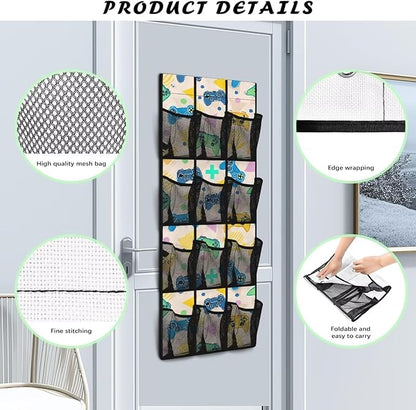 Generic Colorful Game Console Behind The Door Storage Waterproof Over Door Laundry Room Storage Organizer Having Multiple Independent Pockets and Compartments to Store A Variety of Items