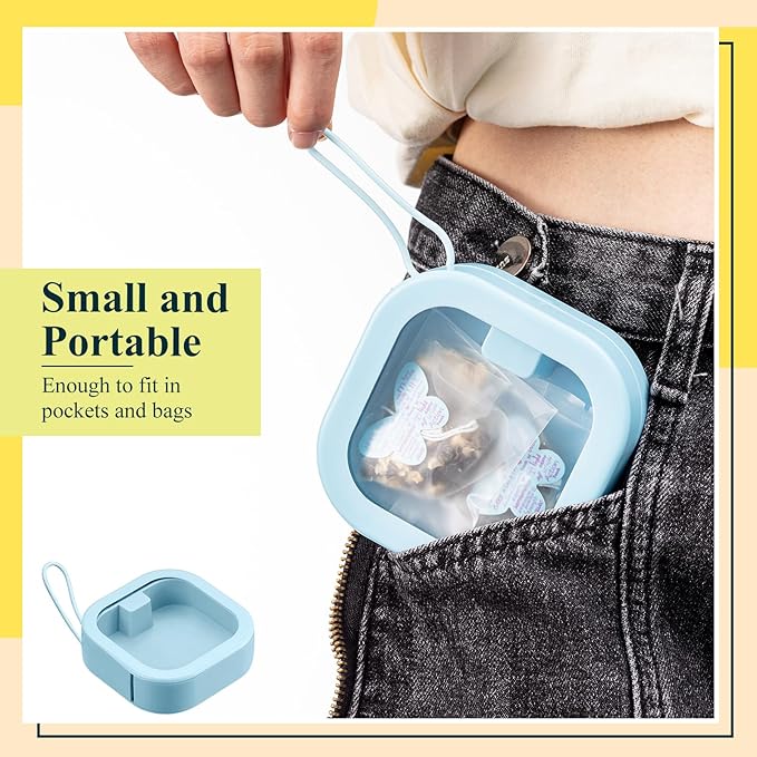 Kathfly 2 Pack Hair Tie Organizer Portable Hairband Holder Portable Hair Accessories Organizer Hanging Storage Container for Cotton Swab Bobby Pin Small Items on Desktop(Blue)