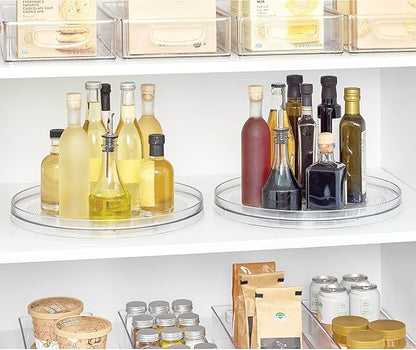 iDesign 14.5-Inch Lazy Susan Organizer - Large Lazy Susan Turntable for Cabinet or Pantry, 2-Pack, Clear