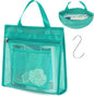F-color Mesh Shower Caddy Portable Hanging - 3 Pockets Small Shower Bag Tote for Camping, Gym, Travel, Toiletry, Quick Dry Bathroom Essentials with S Hook, Mint Green