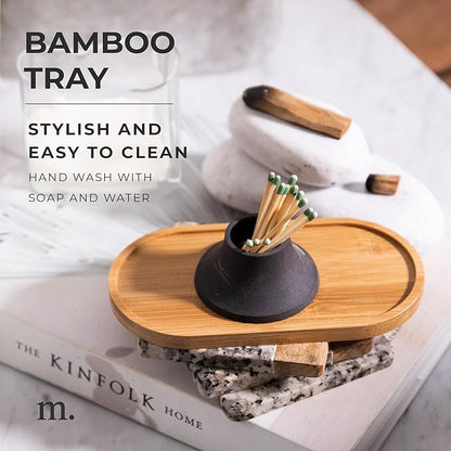 MaisoNovo Bamboo Soap Tray | Wooden Bathroom Soap Dispenser for CounterTop