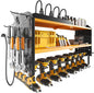 Warome Tool Organizer with Charging Station, Power Tool Rack Wall Mount with 8-Outlet Power Strip, Tool Storage for Garage with 8 Cordless Drill Holders, Battery Utility Shelf in Yellow