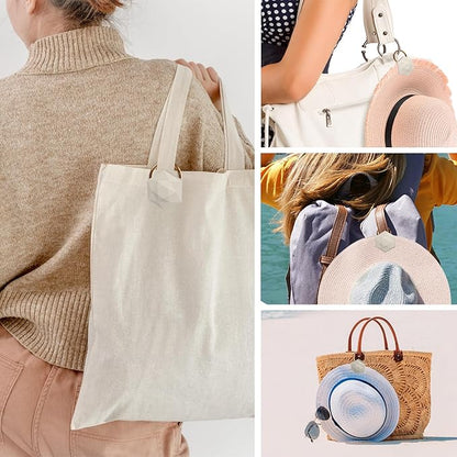 Magnetic Hat Clip for Travel on Bag High Strength Magnet Hat Holder Fits on Backpacks Purses Totes Diamond Exterior Design, Stylish and Generous, Creative Gift for Women (Beige)