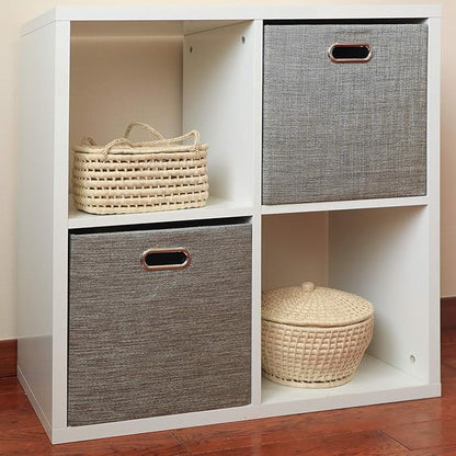 Posprica Foldable Storage Bins,13×13 Storage Cubes Basket Containers for Shelf Cabinet Bookcase Boxes,Thick Fabric Drawers - Set of 2, Coffee