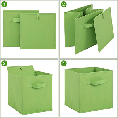 Stero Fabric Storage Bins 6 Pack Fun Colored Durable Storage Cubes with Fabric Handles Foldable Cube Baskets for Home, Kids Room, Closet and Toys Organization Multi Colors-1