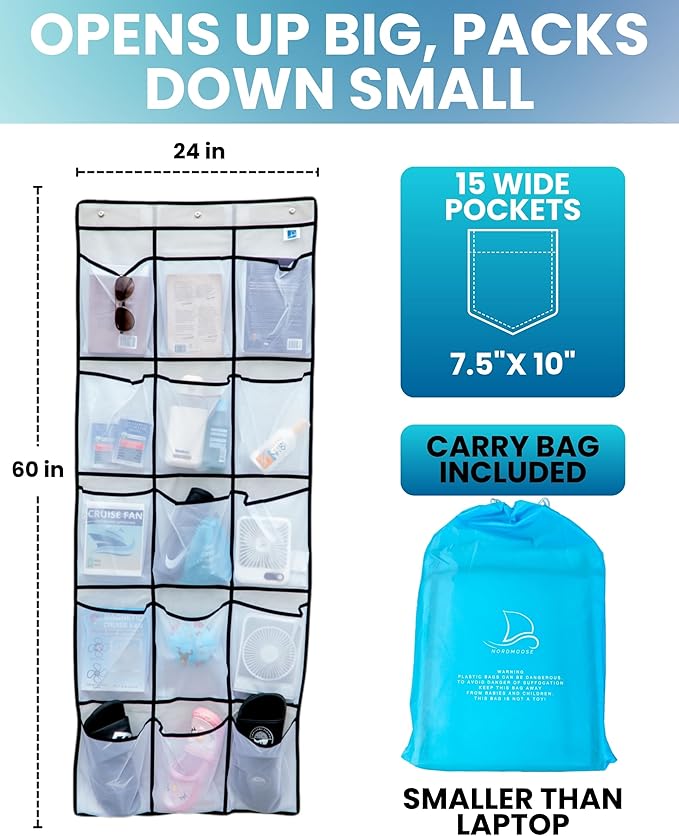 Nordmoose Cruise Ship Magnetic Door Organizer, Over The Door Organizer For Cruise Ships, Magnetic Shoe Rack - 3 Strong Anti-Scratch Magnets - Large Durable Pockets To Store Cruise Essentials 2026