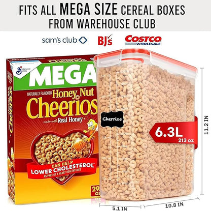 Shazo 2 Pack (6.3L / 213OZ) EXTRA Large Airtight Food Storage Cereal Containers for Bulk Food Storage BPA-Free Plastic Container, Pantry Organization and Canister for Rice, Pasta, Sugar & Flour