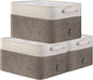 BALEINE 3 Pack Fabric Closet Storage Bins for Shelves, Linen Closet Organizers and Storage, Decorative Baskets for Organizing, Shelf, Clothes, Home, Office (Brown, 15"x11"x9.5")