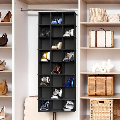 Simple Houseware 24 Section Shelves Hanging Shoes Organizer Holder for Closet, Black