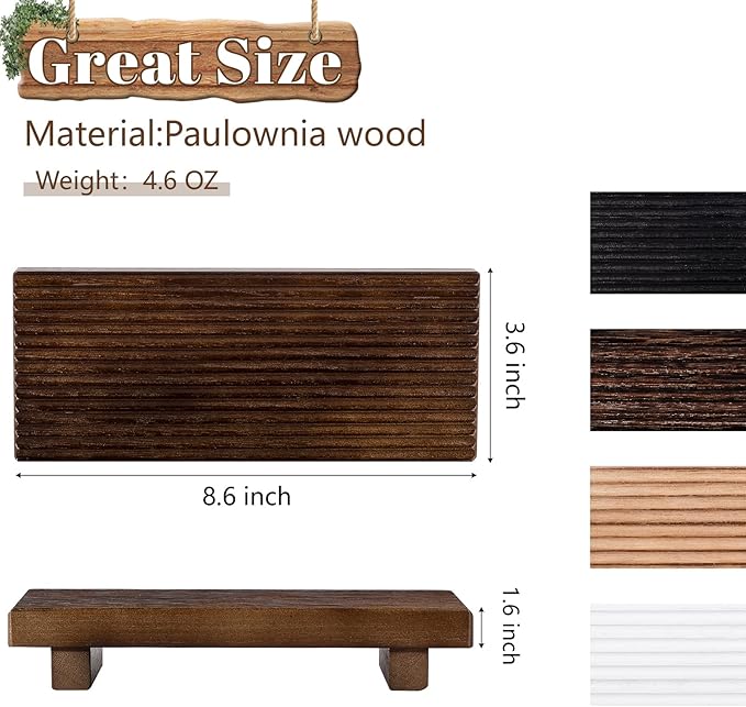 Bathroom Tray Farmhouse Decor Pedestal Stand Wood Riser Display Kitchen Accessories Soap Holder for Sink, Counter, Vanity, 8.7 * 3.6 Walnut