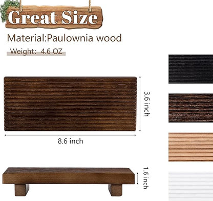 Bathroom Tray Farmhouse Decor Pedestal Stand Wood Riser Display Kitchen Accessories Soap Holder for Sink, Counter, Vanity, 8.7 * 3.6 Walnut
