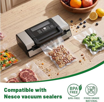 3 Pack Vacuum Sealer Rolls Compatible with Nesco vacuum sealers, Thickened Food-Grade Custom-sized Vacuum Sealer Bags for Freezer Storage, Meal Prep & Sous Vide Cooking（7.8"x 16.4' &11"x 16.4'）