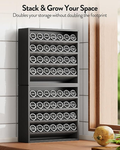 Orimade 4 Tier Spice Rack Organizer for Cabinet, Freestanding Bamboo Seasoning Rack for Countertop, Cupboard, Pantry, Kitchen, 13.18 x 4.13 x 12.2 inches(Spice Jars Not Included), Black